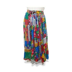 Vintage Worthington Multicolor Cotton Patchwork Maxi Skirt